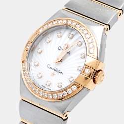 Omega Mother Of Pearl 18K Rose Gold Stainless Steel Constellation 123.25.27.60.55.002 Women's Wristwatch 27 mm