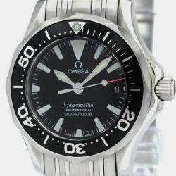 Omega Black Stainless Steel Seamaster Professional 2282.50 Quartz Women's Wristwatch 29 mm