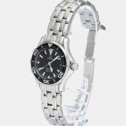 Omega Black Stainless Steel Seamaster Professional 2282.50 Quartz Women's Wristwatch 29 mm