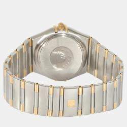 Omega White 18k Yellow Gold And Stainless Steel Constellation 1312.30.00 Quartz Women's Wristwatch 33.5 mm