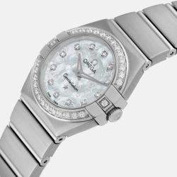 Omega Mother Of Pearl Diamond Stainless Steel Constellation 123.15.24.60.52.001 Quartz Women's Wristwatch 24 mm