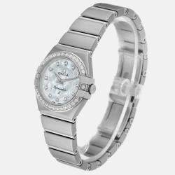 Omega Mother Of Pearl Diamond Stainless Steel Constellation 123.15.24.60.52.001 Quartz Women's Wristwatch 24 mm