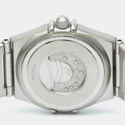 Pre Owned Omega White Shell Diamond Stainless Steel Constellation 1567.75 Quartz Women's Wristwatch 22 mm