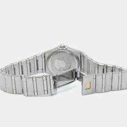 Pre Owned Omega White Shell Diamond Stainless Steel Constellation 1567.75 Quartz Women's Wristwatch 22 mm