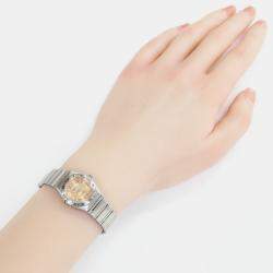 Pre Owned Omega Orange Stainless Steel Constellation Quartz Women's Wristwatch 23 mm