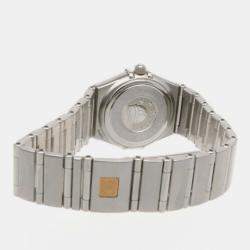 Pre Owned Omega Orange Stainless Steel Constellation Quartz Women's Wristwatch 23 mm