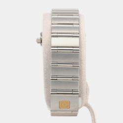 Pre Owned Omega Orange Stainless Steel Constellation Quartz Women's Wristwatch 23 mm