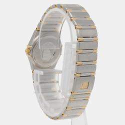 Omega White 18k Yellow Gold Stainless Steel Constellation Quartz Women's Wristwatch 23 mm