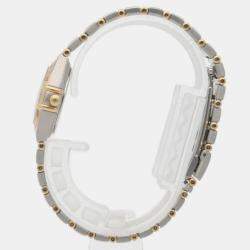 Omega White 18k Yellow Gold Stainless Steel Constellation Quartz Women's Wristwatch 23 mm