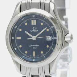 Omega Blue Stainless Steel Seamaster 2571.80 Quartz Women's Wristwatch 28 mm