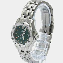 Omega Green Stainless Steel Seamaster 2584.41 Quartz Women's Wristwatch 29 mm