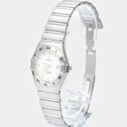 Pre Owned Omega Silver Stainless Steel Constellation 1592.30 Automatic Women's Wristwatch 28 mm