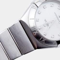Omega Mother Of Pearl Stainless Steel Diamond Constellation 123.10.27.60.55.001 Women's Wristwatch 27 mm