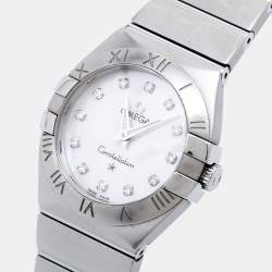 Omega Mother Of Pearl Stainless Steel Diamond Constellation 123.10.27.60.55.001 Women's Wristwatch 27 mm