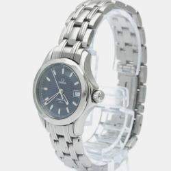 Omega Blue Stainless Steel Seamaster 2581.81 Quartz Women's Wristwatch 26 mm