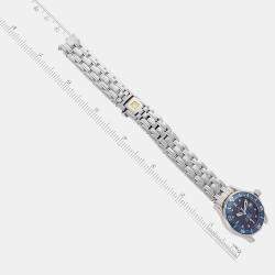 Omega Blue Stainless Steel Seamaster Quartz Women's Wristwatch 28 mm