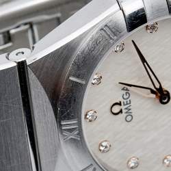 Omega Silver Diamond Stainless Steel Constellation 131.10.28.60.52.001 Women's Wristwatch 28 mm