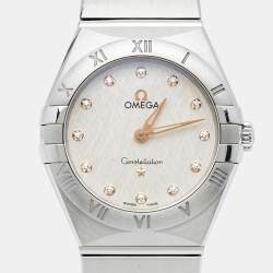 Omega Silver Diamond Stainless Steel Constellation 131.10.28.60.52.001 Women's Wristwatch 28 mm