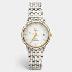 Omega Cream 18k Yellow Gold Stainless Steel De Ville Prestige 4312.21.00 Men's Wristwatch 36.5 mm 
