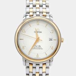 Omega Cream 18k Yellow Gold Stainless Steel De Ville Prestige 4312.21.00 Men's Wristwatch 36.5 mm 