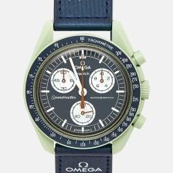 Omega X Swatch Navy Blue/Green Bioceramic Velcro MoonSwatch Mission To Earth S033G100 Unisex Wristwatch 42 mm