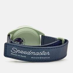 Omega X Swatch Navy Blue/Green Bioceramic Velcro MoonSwatch Mission To Earth S033G100 Unisex Wristwatch 42 mm