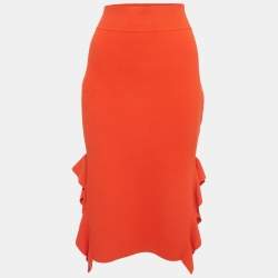 Opening Ceremony Orange Knits  Side Flounce Pencil Skirts