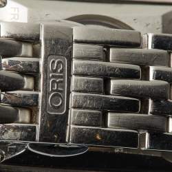 Oris Silver Guilloche Stainless Steel Rectangular Date 01 561 7656 4071-07 8 17 82 Women's Wristwatch 24.50 mm