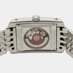 Oris Silver Guilloche Stainless Steel Rectangular Date 01 561 7656 4071-07 8 17 82 Women's Wristwatch 24.50 mm