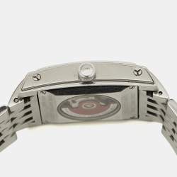 Oris Silver Guilloche Stainless Steel Rectangular Date 01 561 7656 4071-07 8 17 82 Women's Wristwatch 24.50 mm