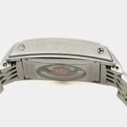 Oris Silver Guilloche Stainless Steel Rectangular Date 01 561 7656 4071-07 8 17 82 Women's Wristwatch 24.50 mm