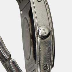 Oris Silver Guilloche Stainless Steel Rectangular Date 01 561 7656 4071-07 8 17 82 Women's Wristwatch 24.50 mm