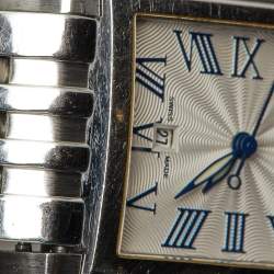 Oris Silver Guilloche Stainless Steel Rectangular Date 01 561 7656 4071-07 8 17 82 Women's Wristwatch 24.50 mm