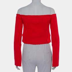 Orseund Iris Red Knit Off Shoulder Crop Top L