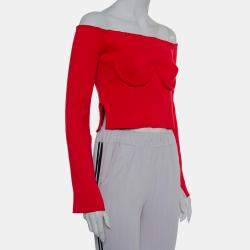 Orseund Iris Red Knit Off Shoulder Crop Top L