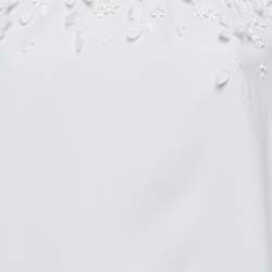 Oscar de la Renta Off-White Embellished Silk Cape Detail Top S