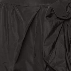 Pre Owned Oscar de la Renta Black Silk Floral Applique Mini Skirt M