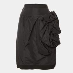 مملوكة مسبقًا Oscar de la Renta Black Silk Floral Applique Mini Skirt M