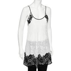 Oscar de la Renta Monochrome Lace Slip Dress M