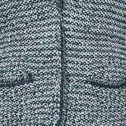 Pre Owned Oscar de la Renta Green Lurex Hand Knit Button Front Blazer XL