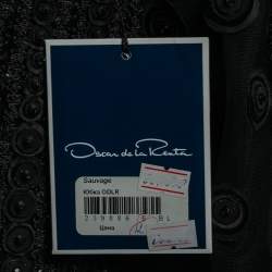 Pre Owned Oscar de la Renta Black Tulle Embroidered Embellished Embellished Skirt M