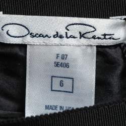 Pre Owned Oscar de la Renta Black Tulle Embroidered Embellished Embellished Skirt M