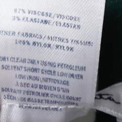 Pre Owned Oscar de la Renta Green Striped Crepe Hooded Kaftan Dress L