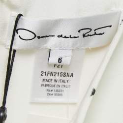 Pre Owned Oscar de la Renta White Sunflower Printed Faille Shift Dress M