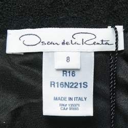 Pre Owned Oscar de la Renta Black Wool Blend Pencil Skirt M 