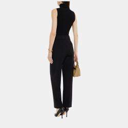 Pre Owned Oscar De La Renta Black Wool Wide Leg Pants M (US 6)