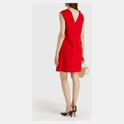 Pre Owned Oscar De La Renta Red Wool Dress L (US 8)