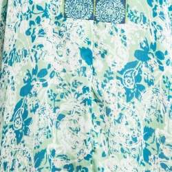 Pre Owned Oscar de la Renta Multicolor Mystic Eclipse Print Crepe Kimono Dress S