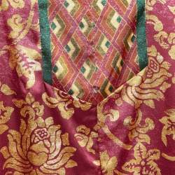 Pre Owned Oscar de la Renta Pink Printed Satin Midi Dress M