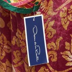 Pre Owned Oscar de la Renta Pink Printed Satin Midi Dress M